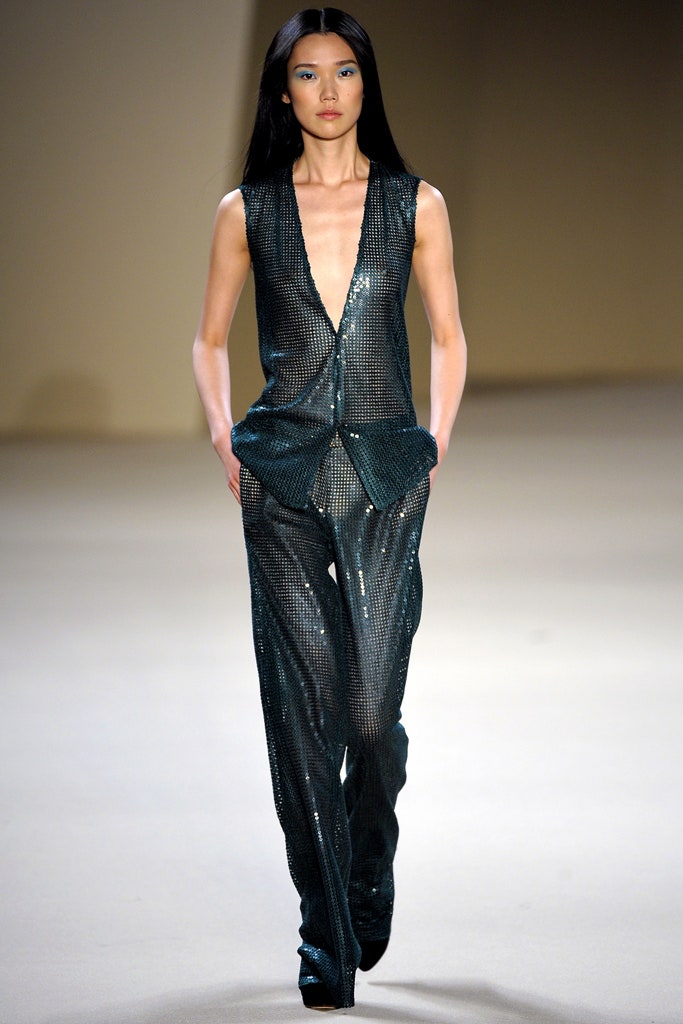 fitted green silk jumpsuit
