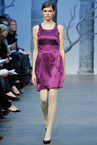 fitted purple silk dress