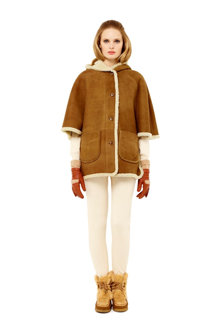 brown suede collared relaxed buttoned pockets cape