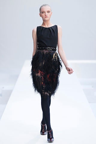 black silk feathered mini dress