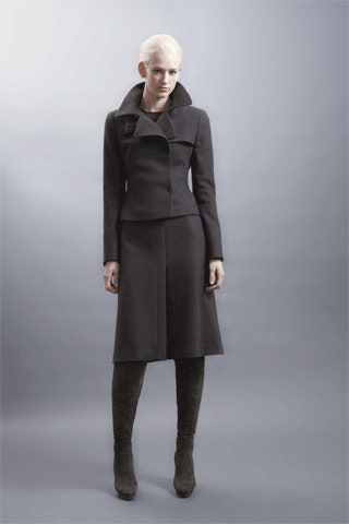 black wool fitted a-line midi skirt