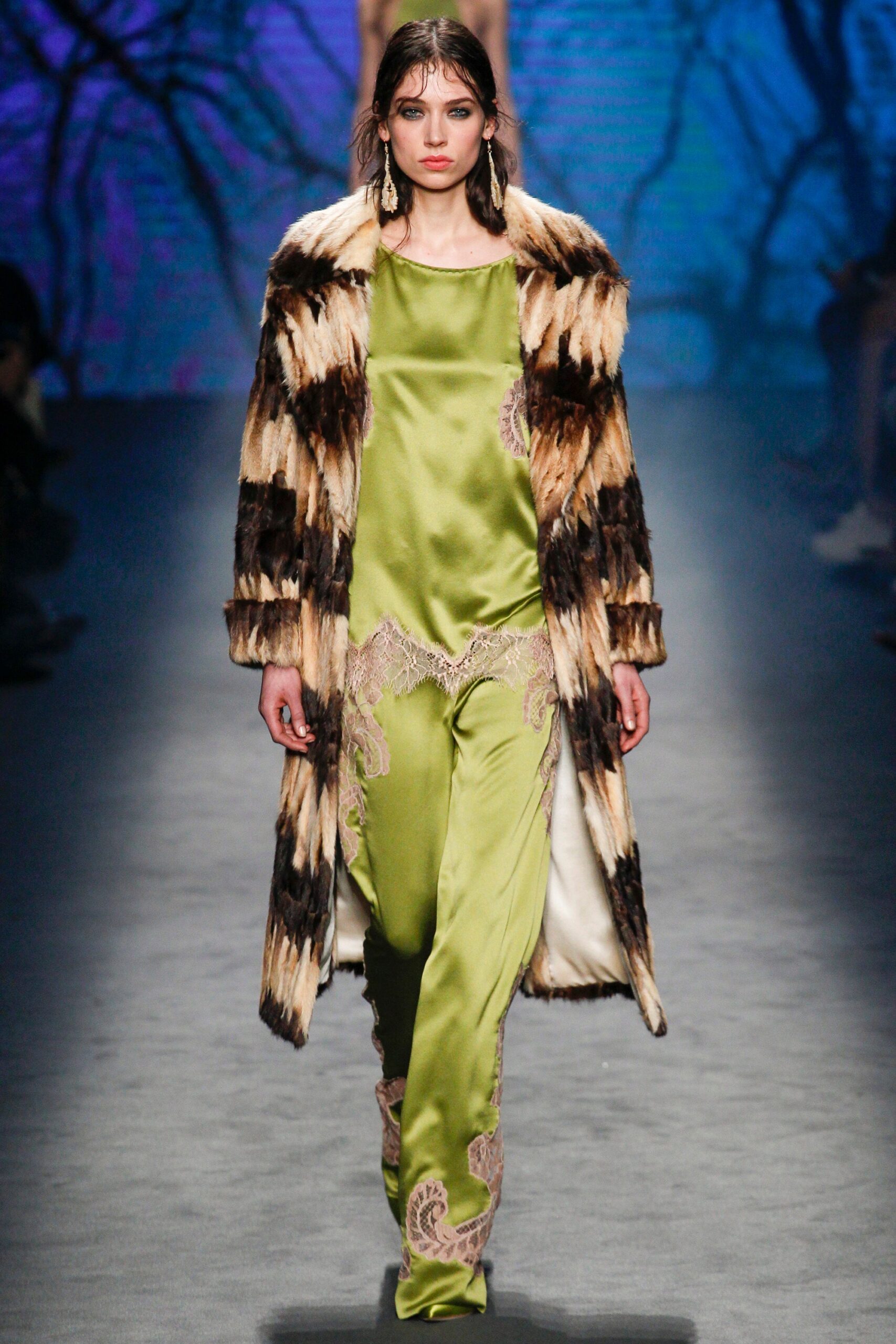 brown fur relaxed striped coat