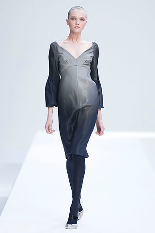 black gray silk fitted dress