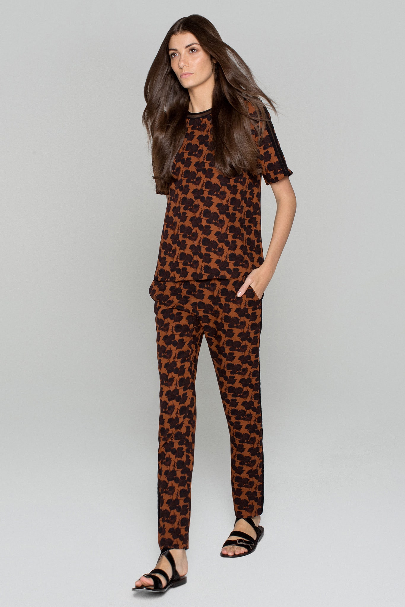 orange relaxed printed pants