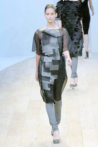 layered black gray midi dress