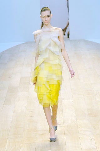 layered yellow chiffon dress