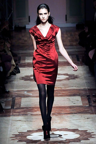 fitted red silk mini dress