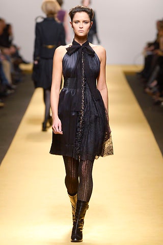 black silk pleated mini dress with boots
