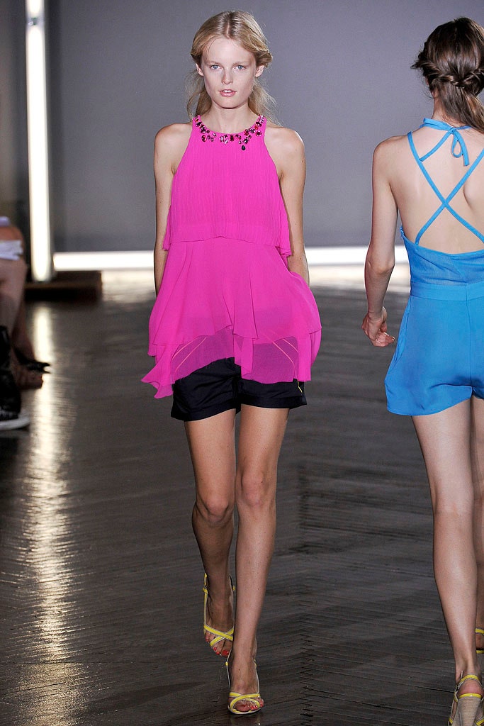 pink chiffon sleeveless high-neck relaxed layered flowing top