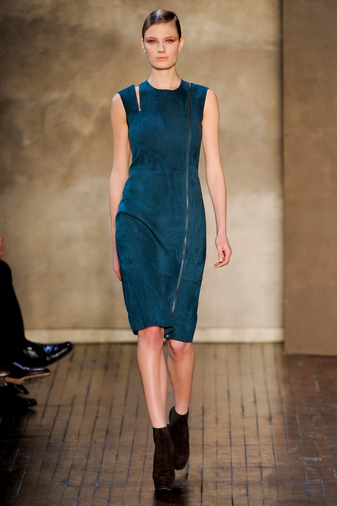 blue suede sleeveless dress