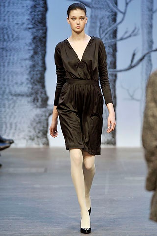 black silk long-sleeve dress