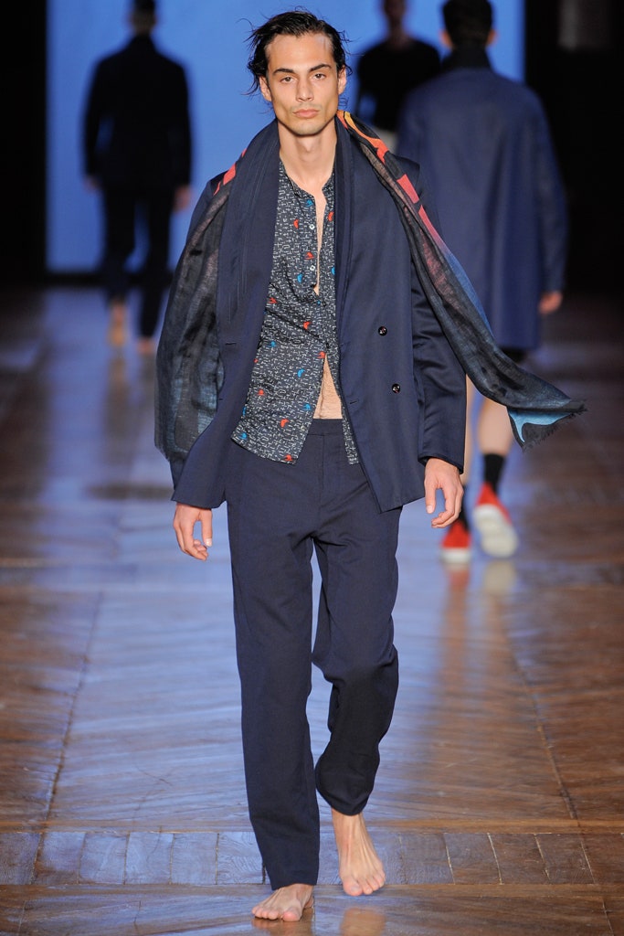 blue silk layered flowing scarf