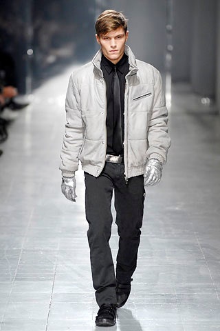 gray jacket black pants outfit