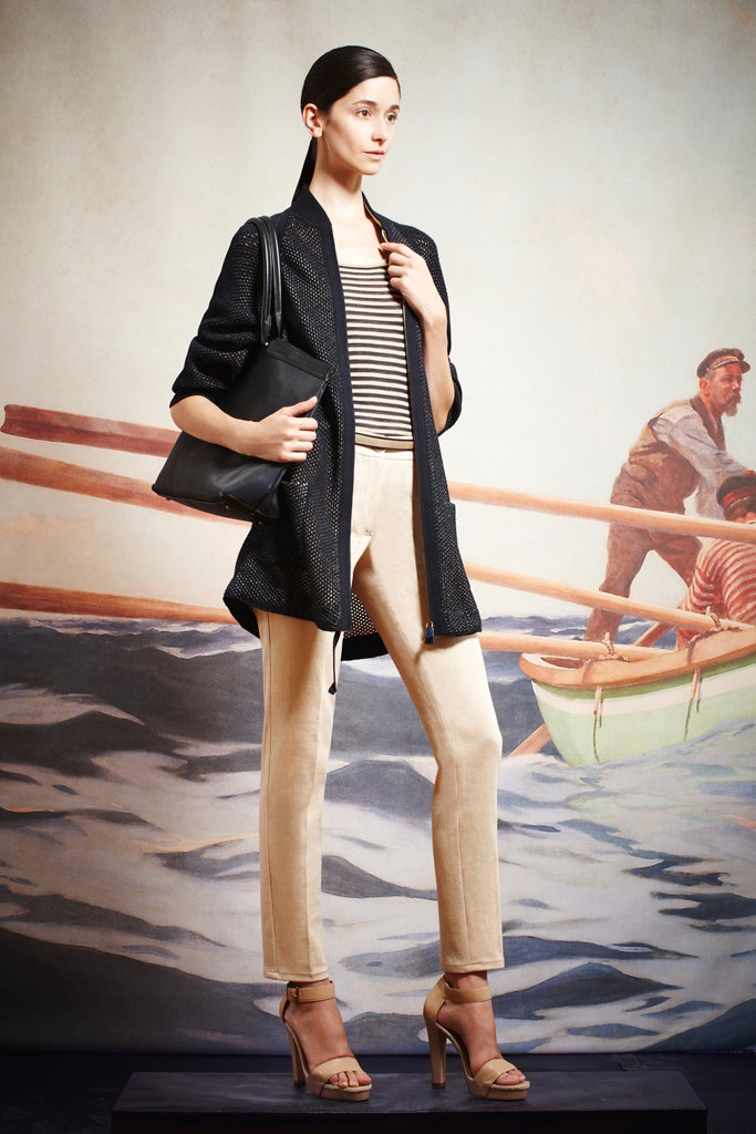 black blazer with striped top