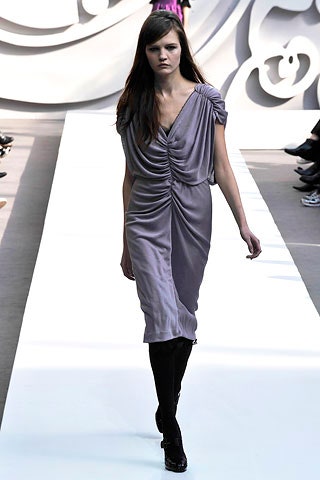 fitted purple silk dress