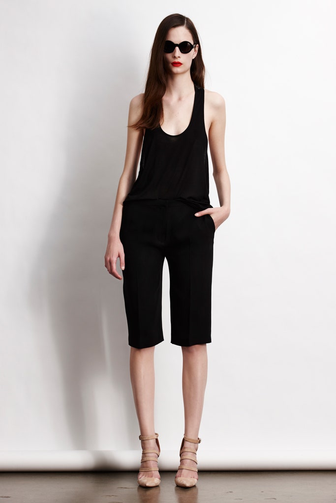 black fitted top and shorts