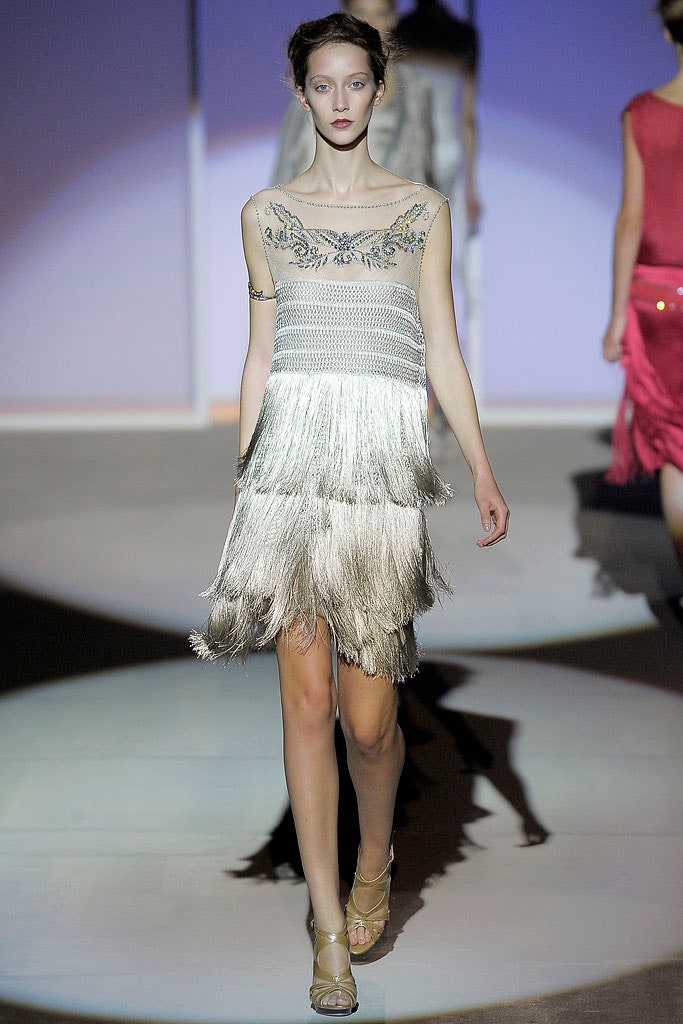 silver silk fringed mini dress