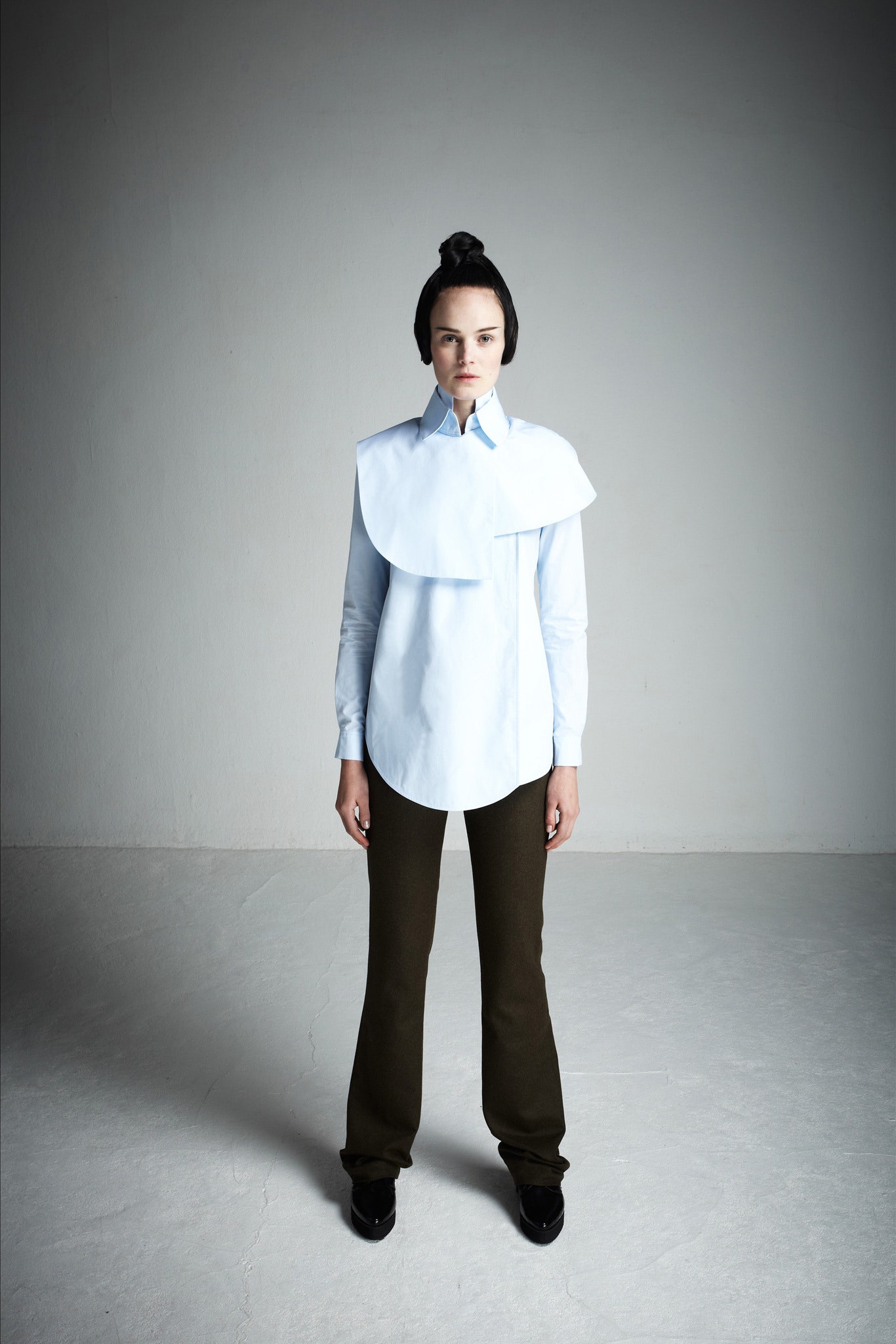 blue cotton shirt with layered design