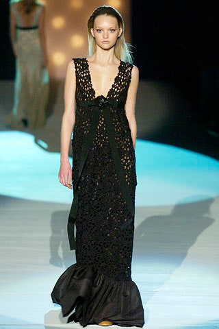 black lace gown with ruffles