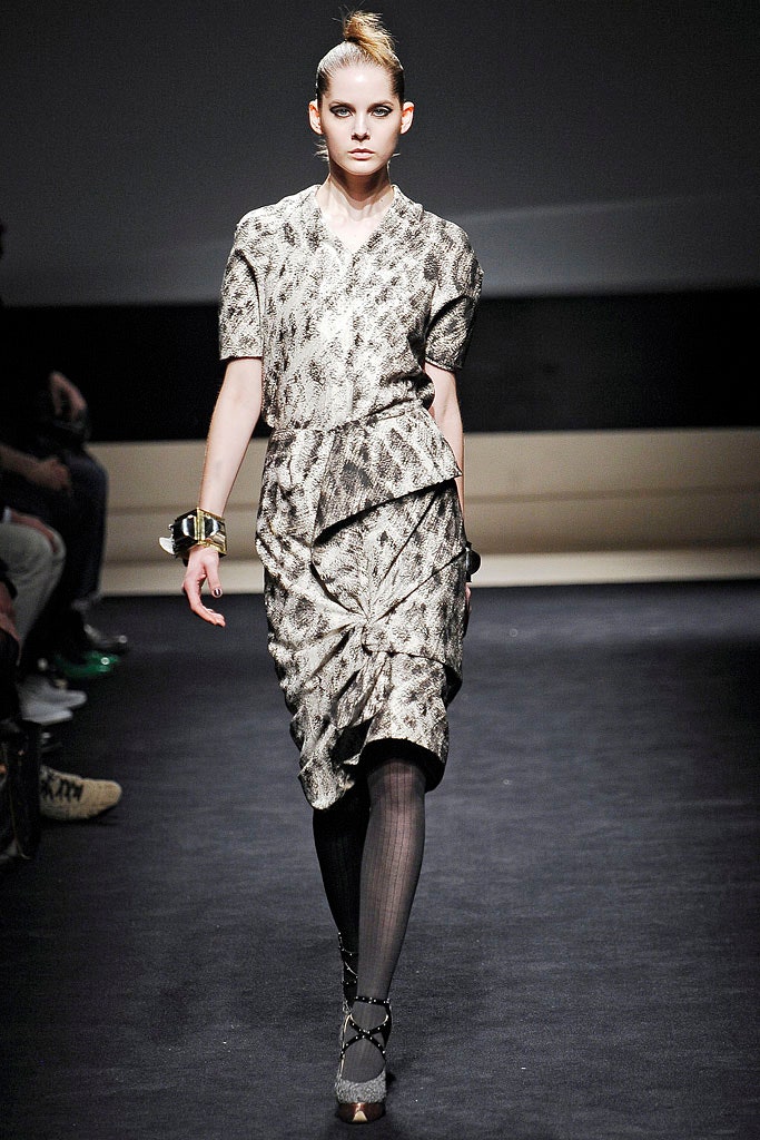 fitted black and white ruched dress