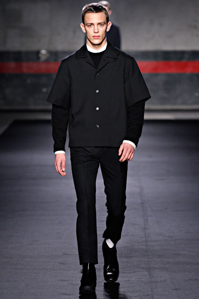 black relaxed jacket with slim pants