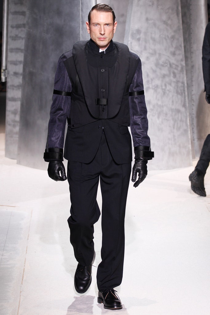 structured black jacket with tailored pants