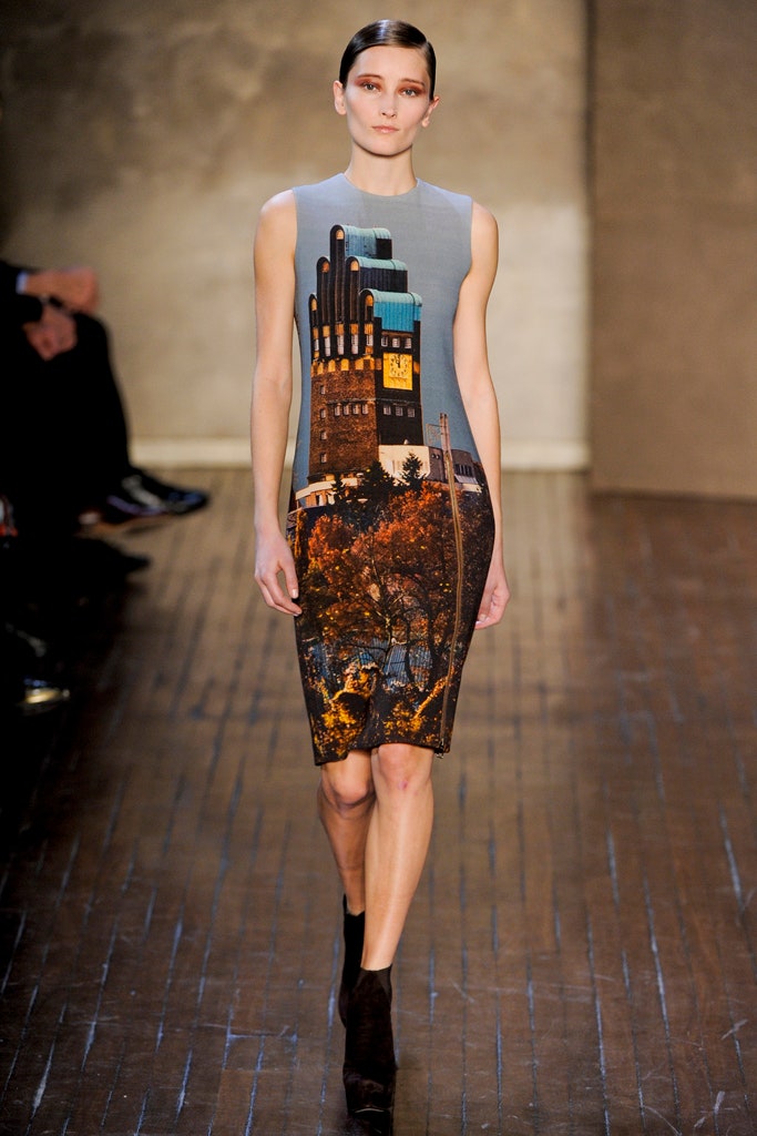 gray multi-colored fitted dress
