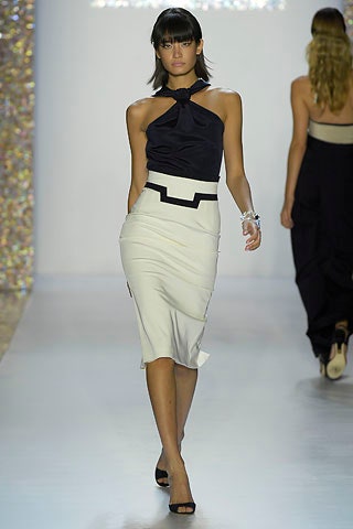 black and white fitted halter dress