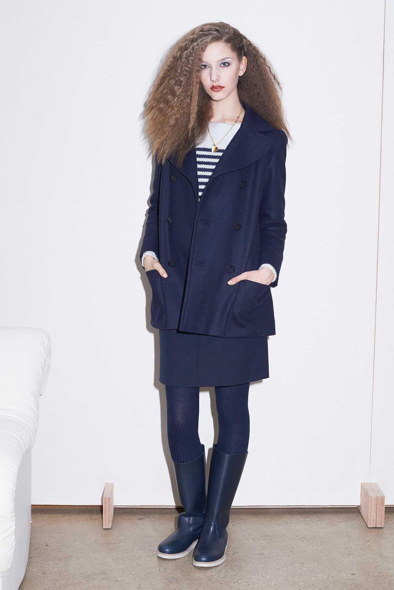 blue cotton fitted ribbed leggings