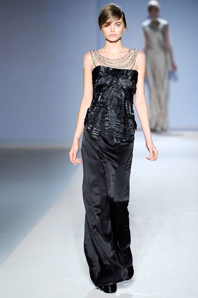 black silk beaded gown