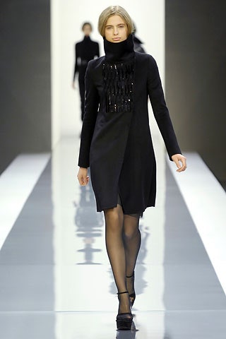 black wool fitted dress