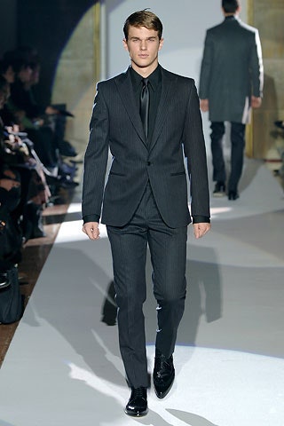 black tailored striped suit