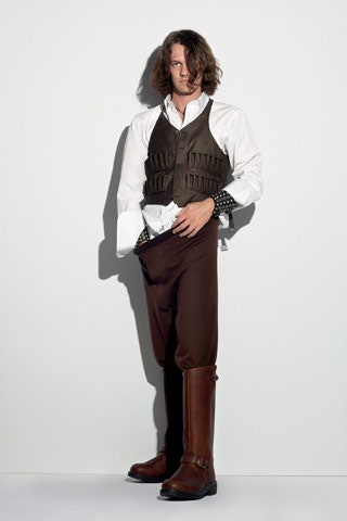 brown fitted vest with white shirt