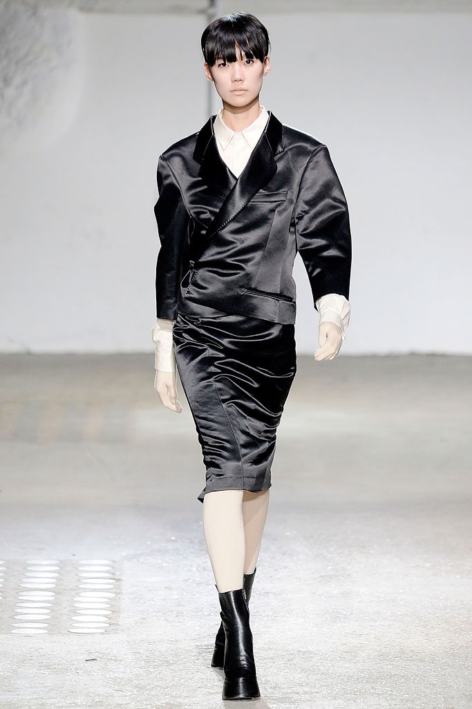 black silk long-sleeve v-neck fitted ruched midi dress