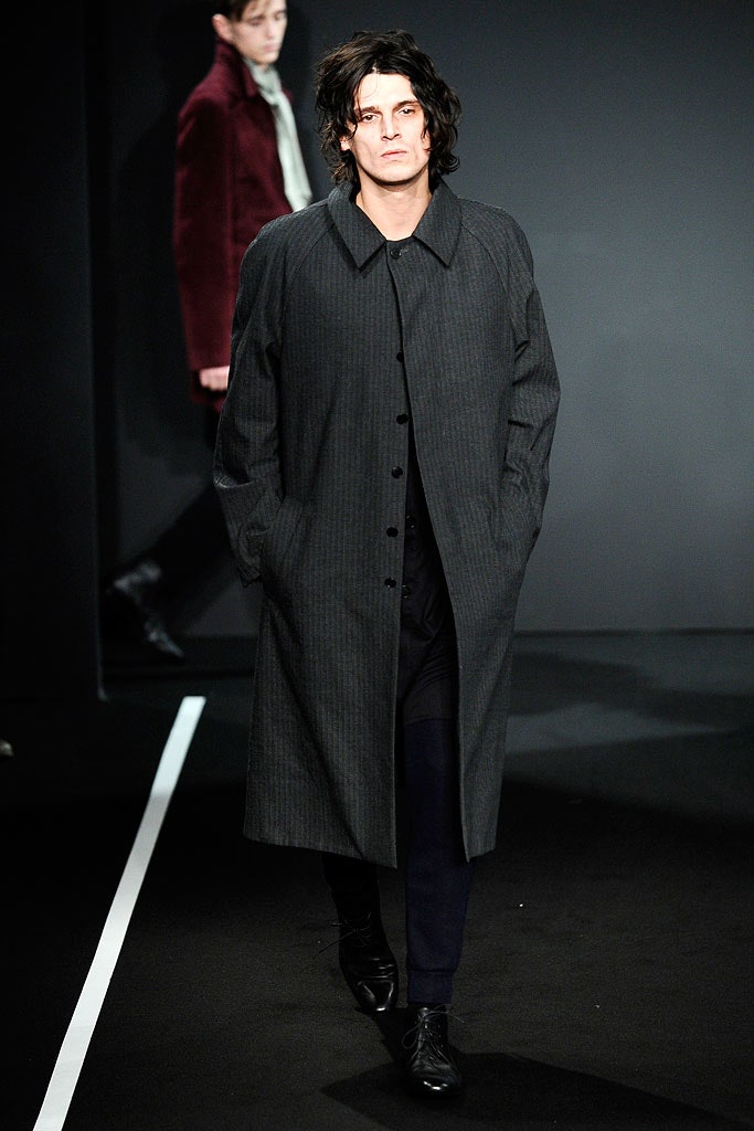 relaxed black gray wool coat