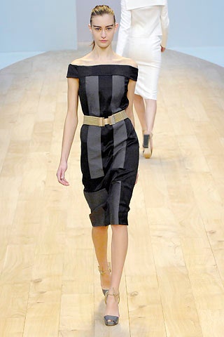 black and gray off-shoulder dress