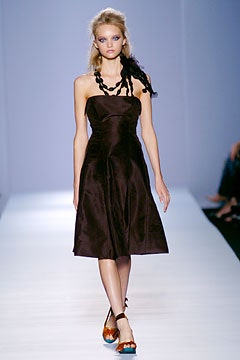 brown silk strapless dress