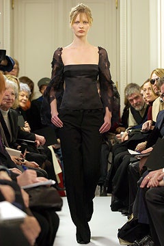 black silk fitted top and pants