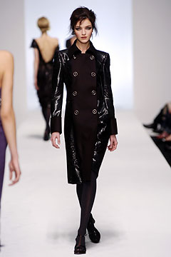 fitted black vinyl coat