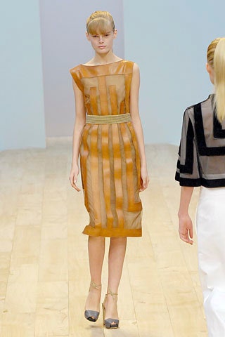 fitted sheer orange dress