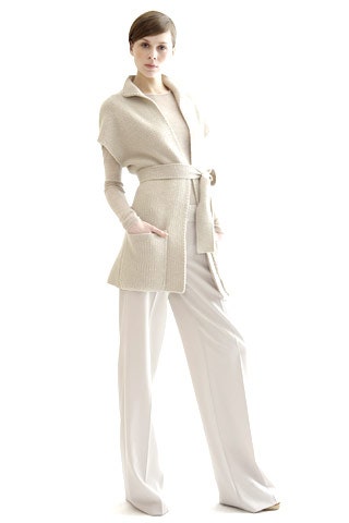 beige knit collared relaxed belted layered vest
