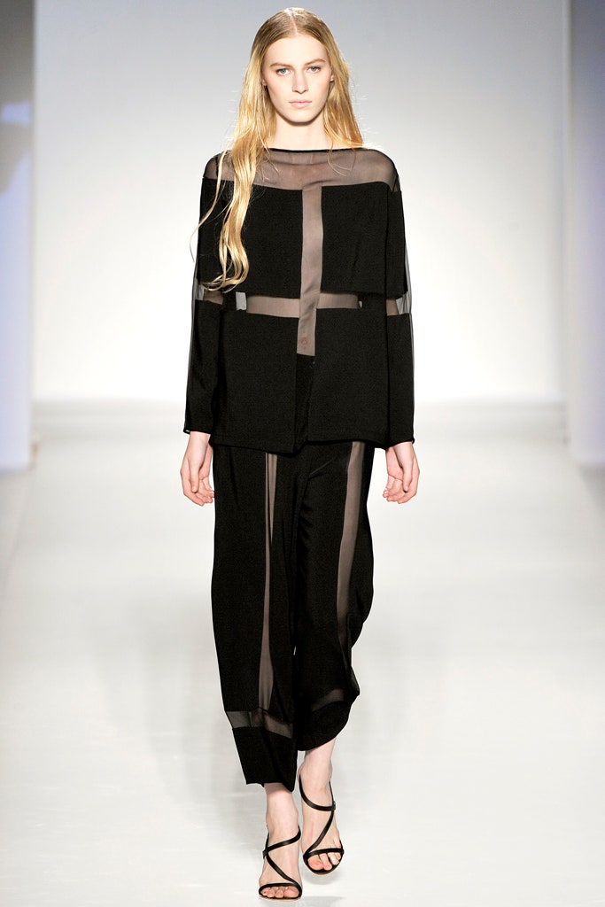 black sheer top and pants