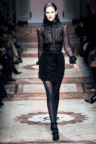 black lace long-sleeve v-neck fitted sheer textured top