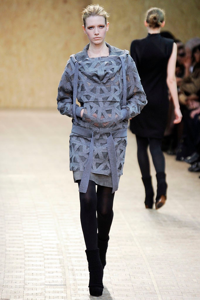 gray relaxed hooded dress