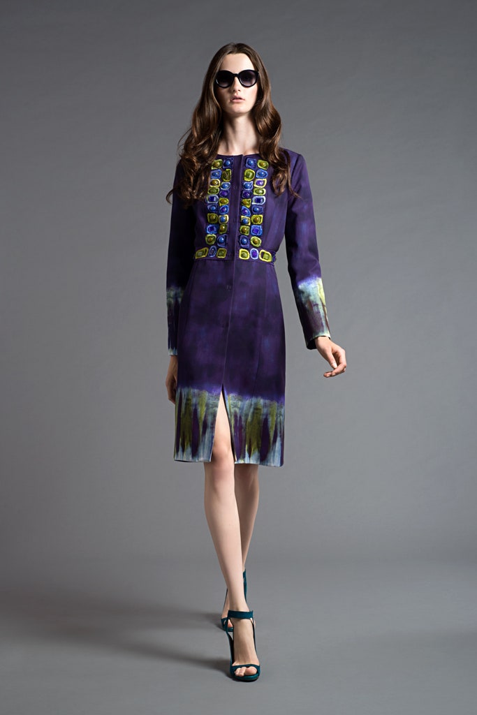 purple silk fitted dress