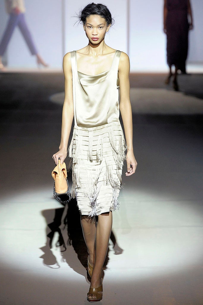 beige silk fringed midi dress
