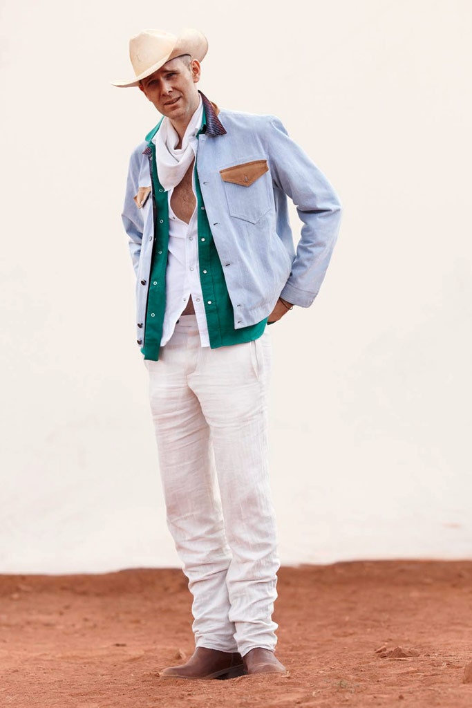 blue cotton jacket with green vest