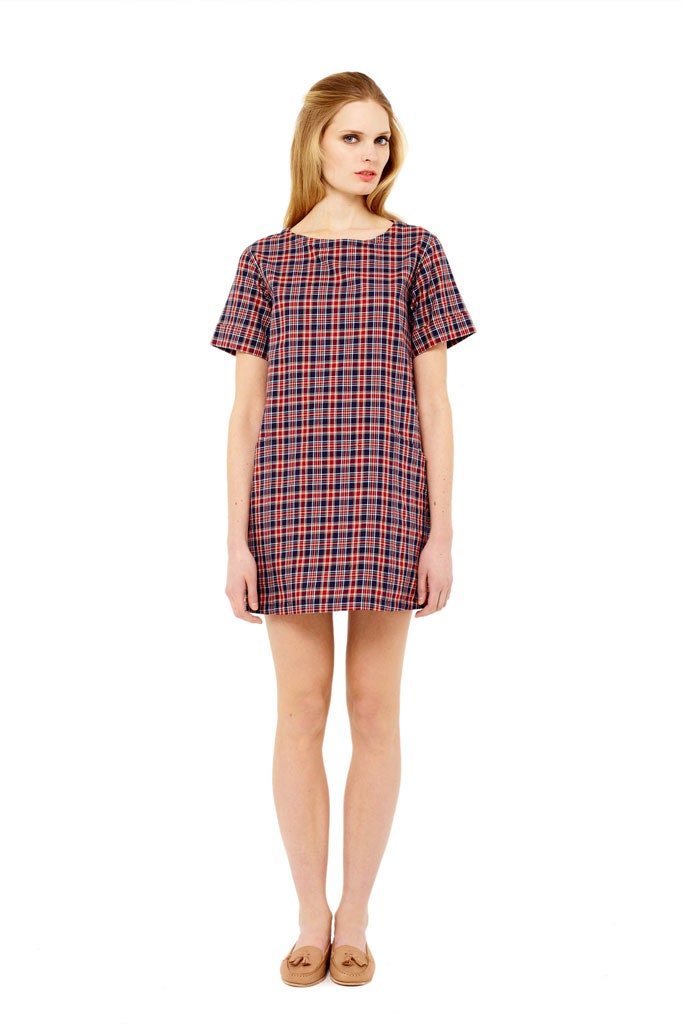 checked short-sleeve dress