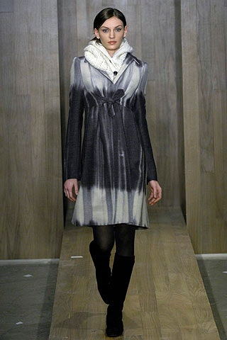 gray and white belted coat