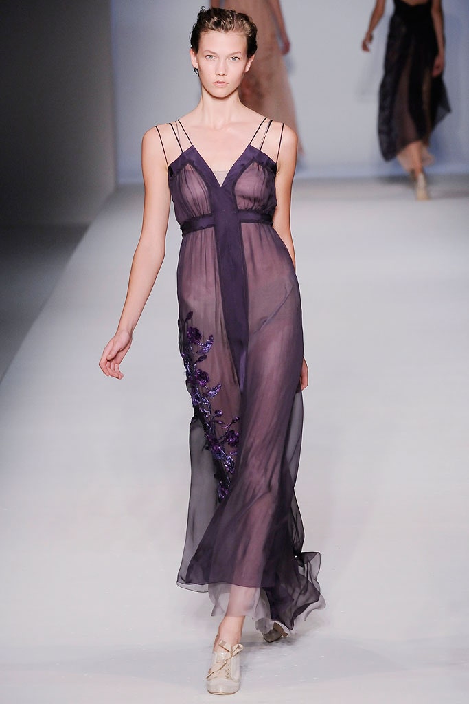 purple silk sheer gown